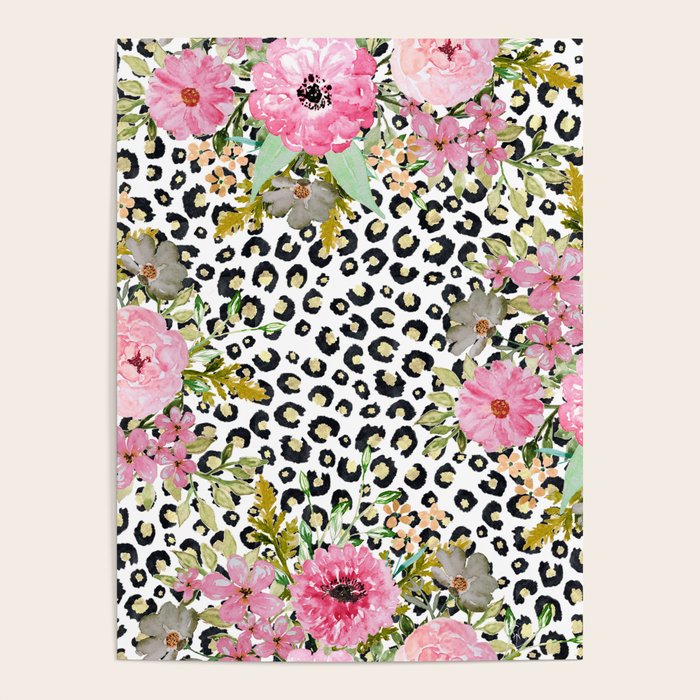 Elegant Leopard Print and Floral Design Poster Gallery Image 4