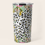 Elegant Leopard Print and Floral Design Travel Mug Gallery Image 1