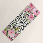 Elegant Leopard Print and Floral Design Yoga Mat Gallery Image 1