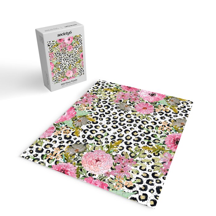 Elegant Leopard Print and Floral Design Jigsaw Puzzle Gallery Image 2