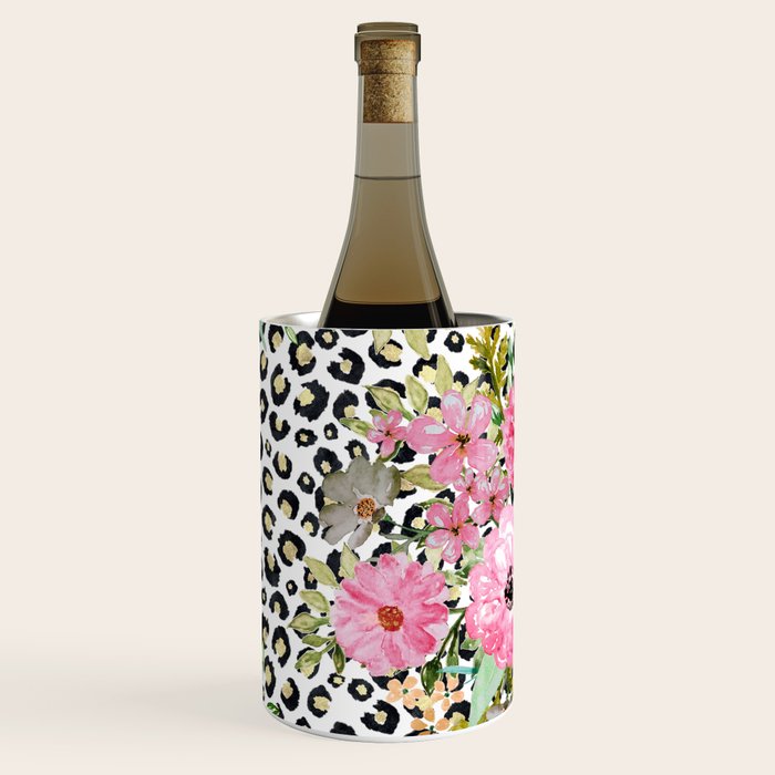 Elegant Leopard Print and Floral Design Wine Chiller Gallery Image 3