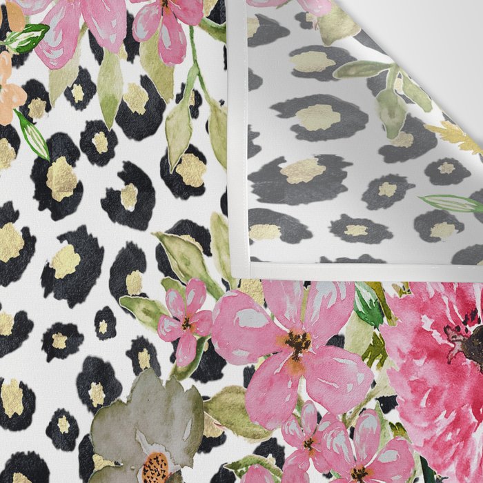 Elegant Leopard Print and Floral Design Wall Tapestry Gallery Image 3