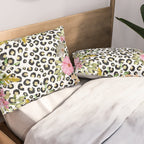 Elegant Leopard Print and Floral Design Pillow Sham Gallery Image 2