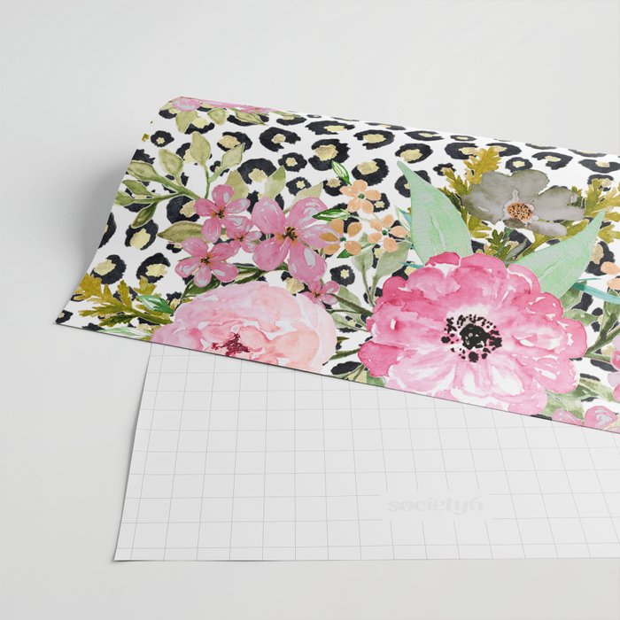 Elegant Leopard Print and Floral Design Wrapping Paper Gallery Image 2