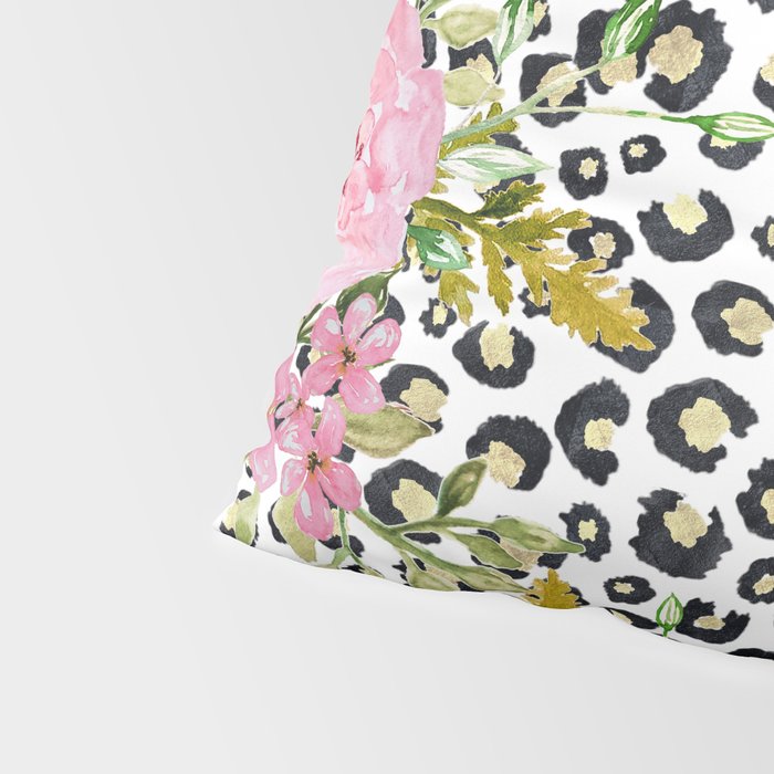 Elegant Leopard Print and Floral Design Pillow Sham Gallery Image 4
