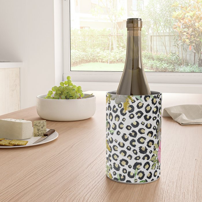 Elegant Leopard Print and Floral Design Wine Chiller Gallery Image 4