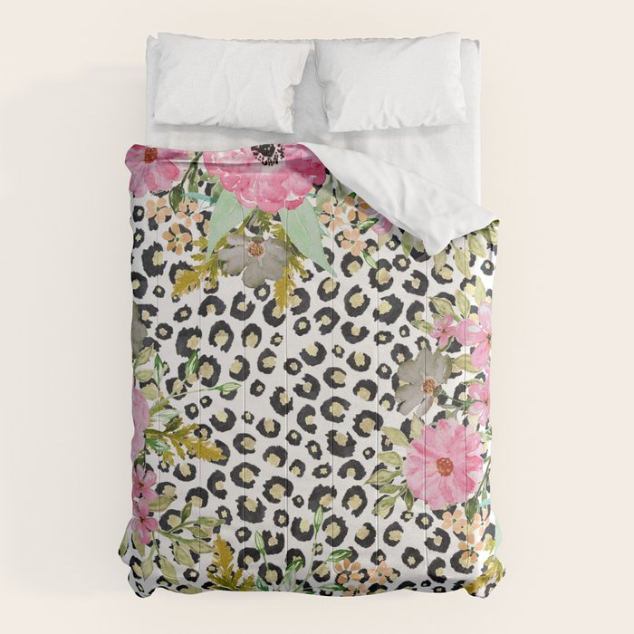 Elegant Leopard Print and Floral Design Comforter Gallery Image 6