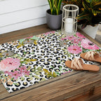 Elegant Leopard Print and Floral Design Outdoor Rug Gallery Image 2