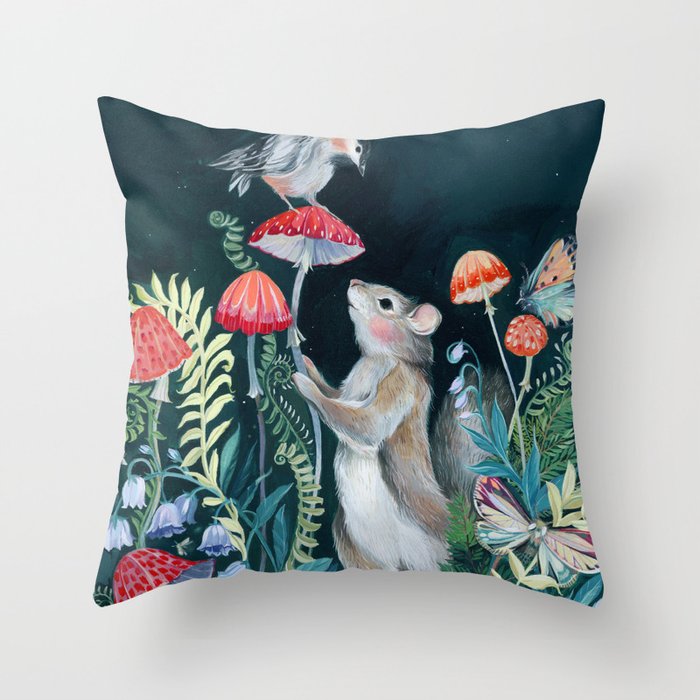 Mushroom garden Throw Pillow Gallery Image 6