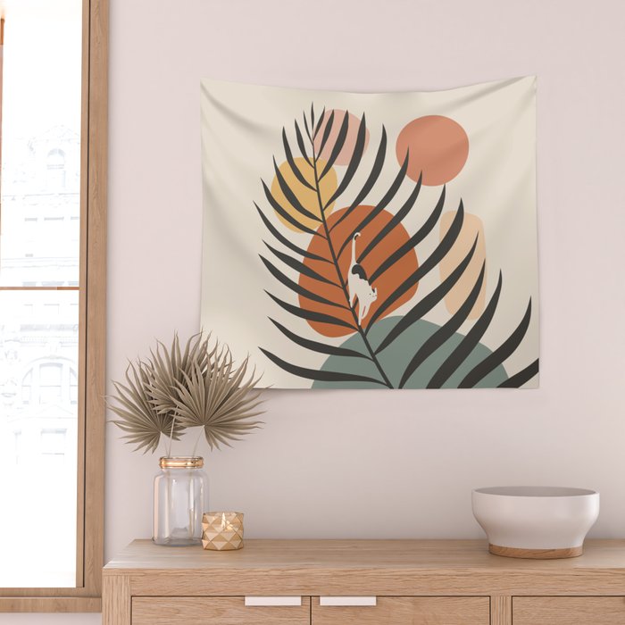 Cat and Plant 32 Wall Tapestry Gallery Image 2