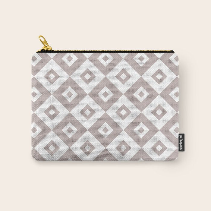 Diamond Check Pattern Beige Gray 2 Carry All Pouch Gallery Image 1