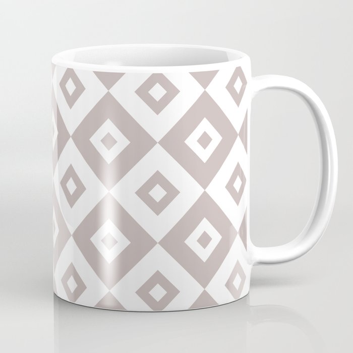 Diamond Check Pattern Beige Gray 2 Coffee Mug Gallery Image 1