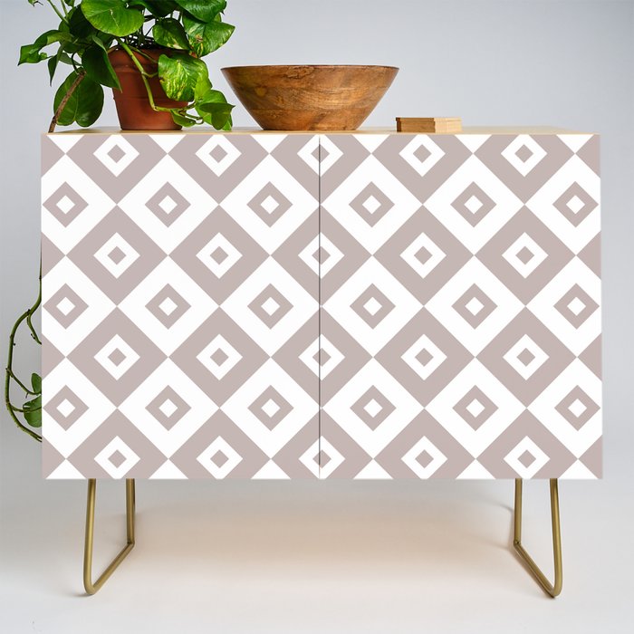 Diamond Check Pattern Beige Gray 2 Credenza Gallery Image 1