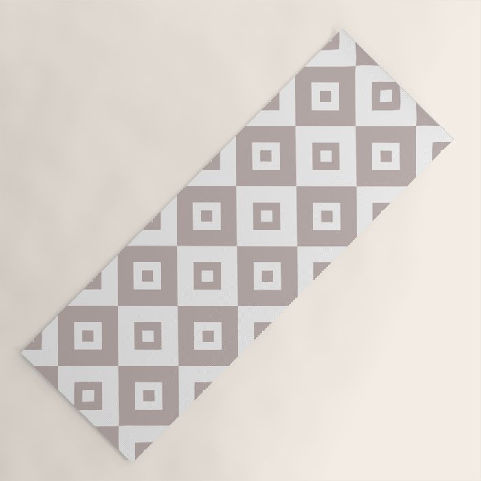 Diamond Check Pattern Beige Gray 2 Yoga Mat Gallery Image 1