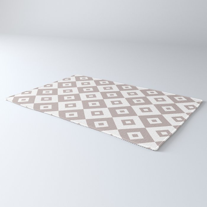 Diamond Check Pattern Beige Gray 2 Rug Gallery Image 3