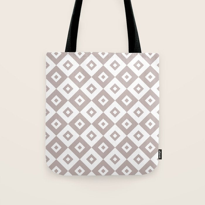 Diamond Check Pattern Beige Gray 2 Tote Bag Gallery Image 1