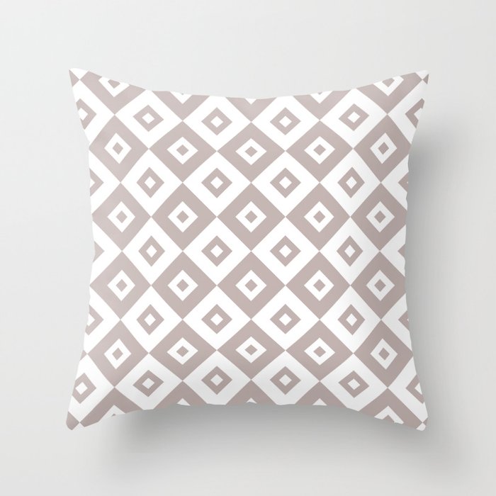 Diamond Check Pattern Beige Gray 2 Throw Pillow Gallery Image 6