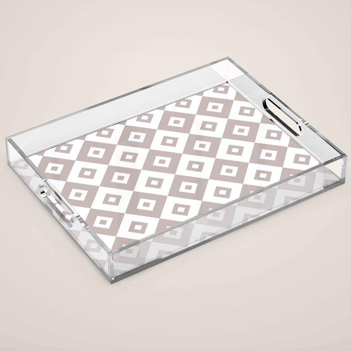 Diamond Check Pattern Beige Gray 2 Acrylic Tray Gallery Image 1