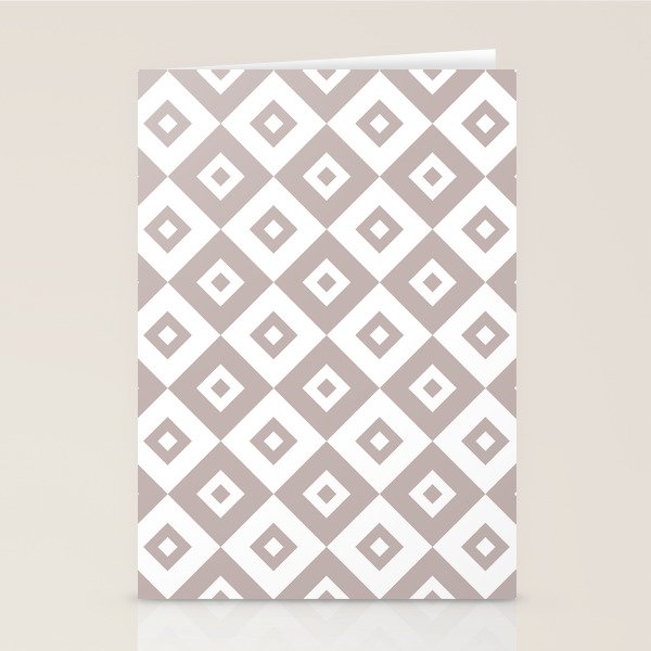 Diamond Check Pattern Beige Gray 2 Stationery Card Gallery Image 2