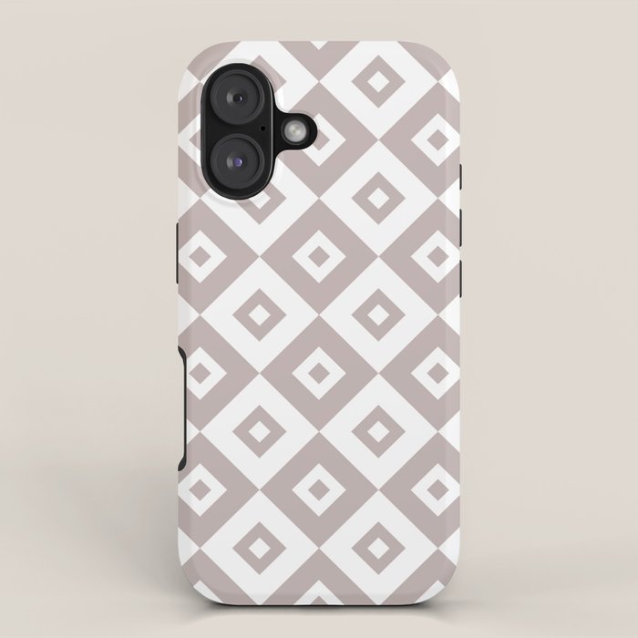 Diamond Check Pattern Beige Gray 2 iPhone Case Gallery Image 1