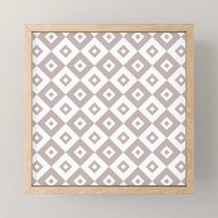 Diamond Check Pattern Beige Gray 2 Mini Art Print Gallery Image 1