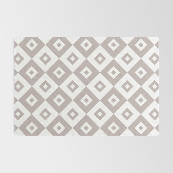 Diamond Check Pattern Beige Gray 2 Rug Gallery Image 2