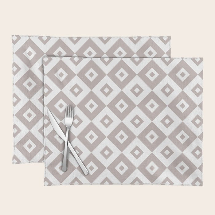 Diamond Check Pattern Beige Gray 2 Placemat Gallery Image 1