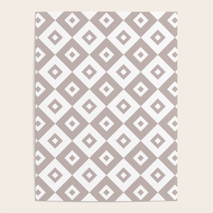 Diamond Check Pattern Beige Gray 2 Poster Gallery Image 1