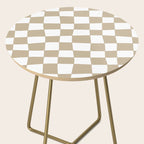 Hand Drawn Checkerboard Pattern (tan/white) Side Table Gallery Image 2