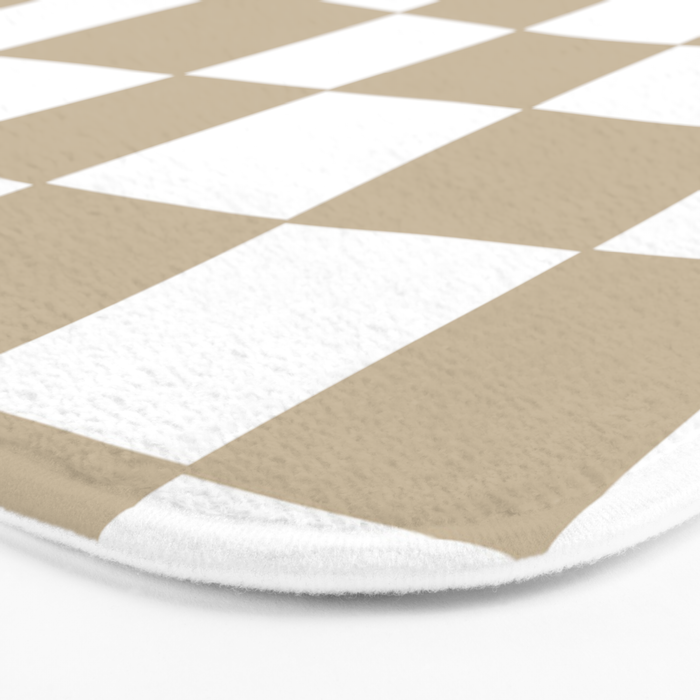 Hand Drawn Checkerboard Pattern (tan/white) Bath Mat Gallery Image 3