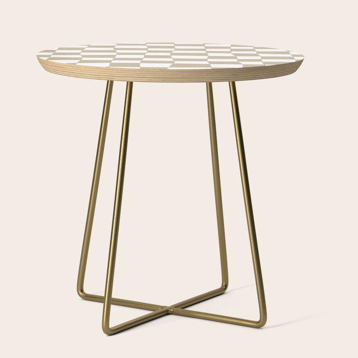 Hand Drawn Checkerboard Pattern (tan/white) Side Table Gallery Image 1