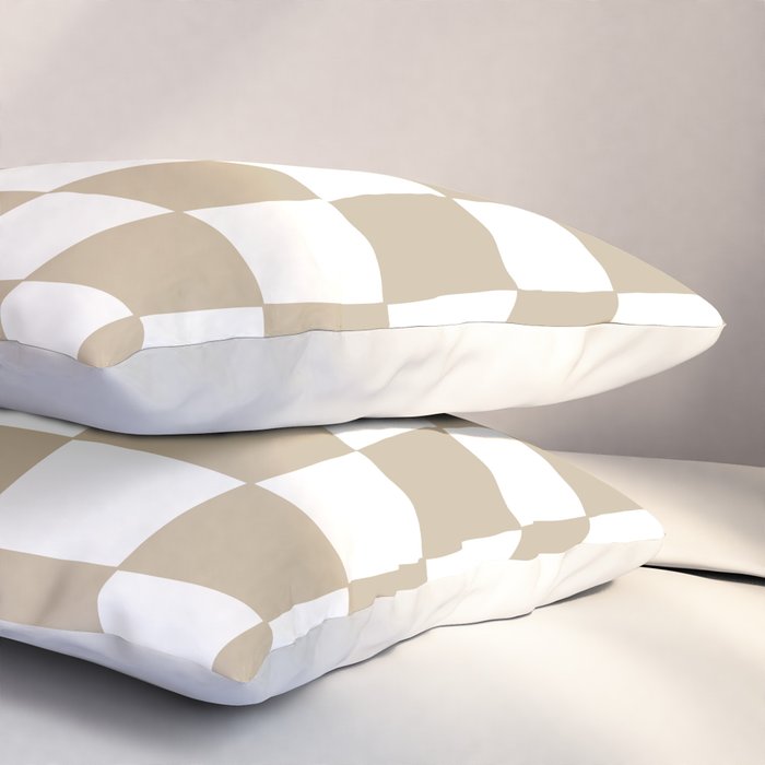 Hand Drawn Checkerboard Pattern (tan/white) Pillow Sham Gallery Image 3