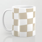 Hand Drawn Checkerboard Pattern (tan/white) Coffee Mug Gallery Image 3