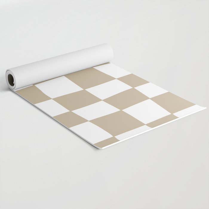 Hand Drawn Checkerboard Pattern (tan/white) Yoga Mat Gallery Image 2