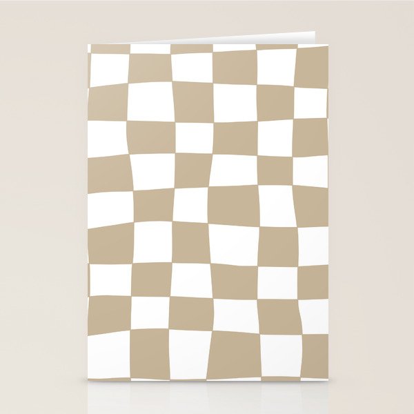 Hand Drawn Checkerboard Pattern (tan/white) Stationery Card Gallery Image 1