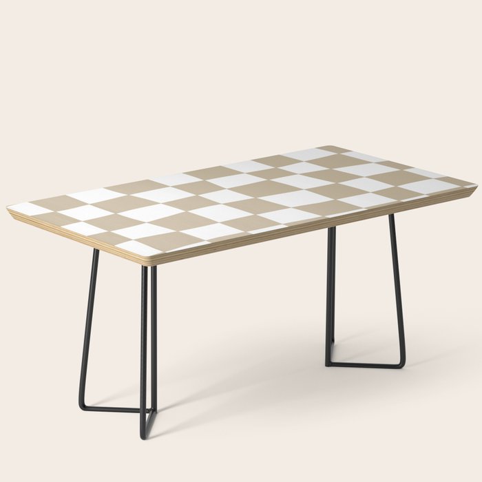 Hand Drawn Checkerboard Pattern (tan/white) Coffee Table Gallery Image 1