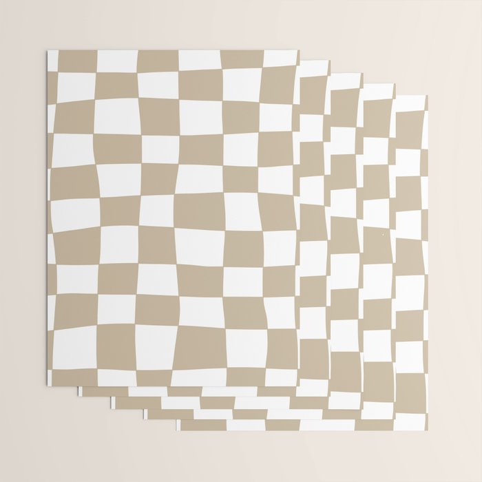 Hand Drawn Checkerboard Pattern (tan/white) Wrapping Paper Gallery Image 3