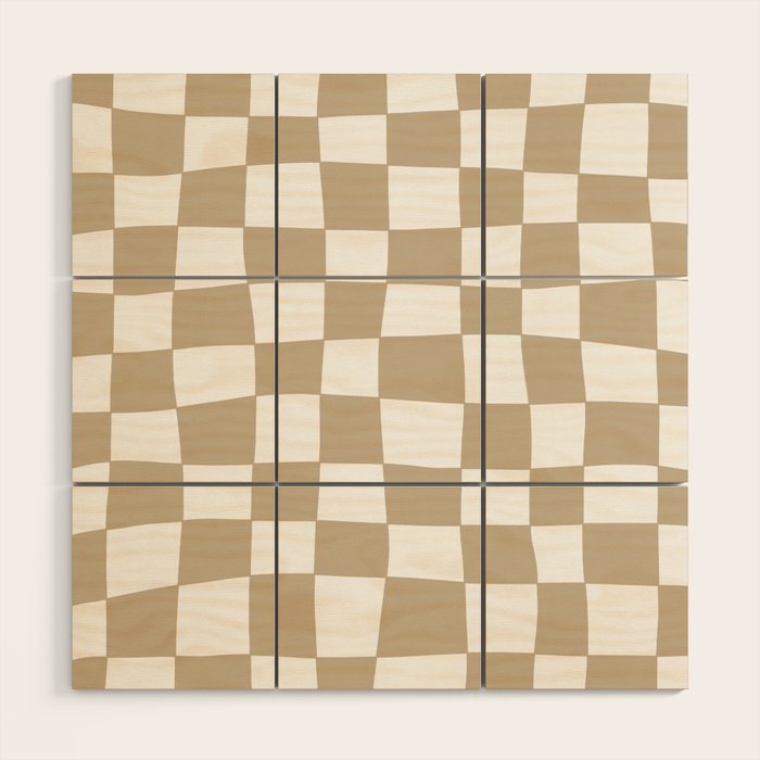 Hand Drawn Checkerboard Pattern (tan/white) Wood Wall Art Gallery Image 1