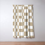 Hand Drawn Checkerboard Pattern (tan/white) Window Curtain Gallery Image 3