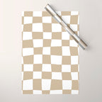 Hand Drawn Checkerboard Pattern (tan/white) Wrapping Paper Gallery Image 1
