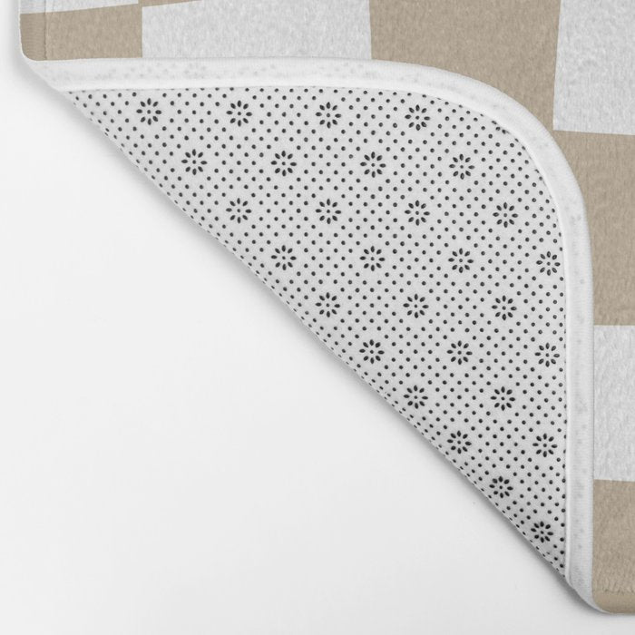 Hand Drawn Checkerboard Pattern (tan/white) Bath Mat Gallery Image 2