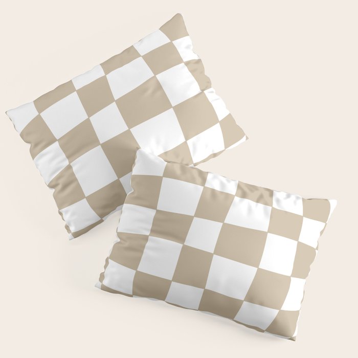 Hand Drawn Checkerboard Pattern (tan/white) Pillow Sham Gallery Image 3