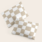 Hand Drawn Checkerboard Pattern (tan/white) Pillow Sham Gallery Image 3