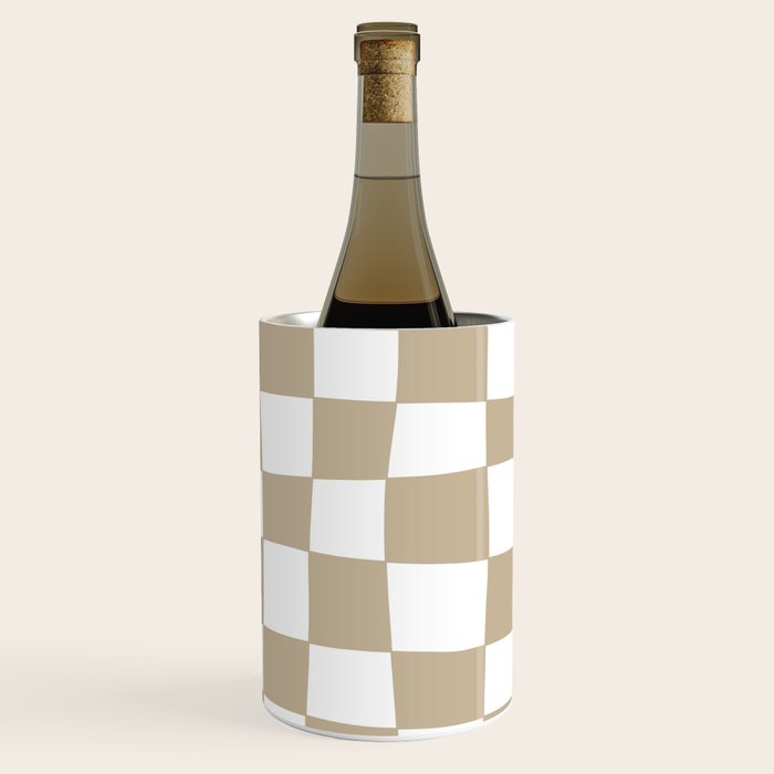 Hand Drawn Checkerboard Pattern (tan/white) Wine Chiller Gallery Image 1