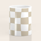 Hand Drawn Checkerboard Pattern (tan/white) Coffee Mug Gallery Image 4