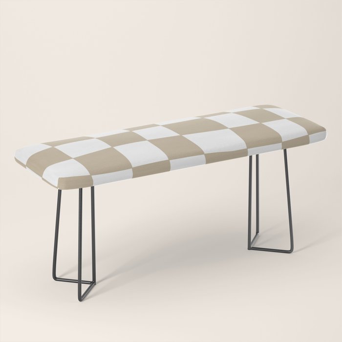 Hand Drawn Checkerboard Pattern (tan/white) Bench Gallery Image 1