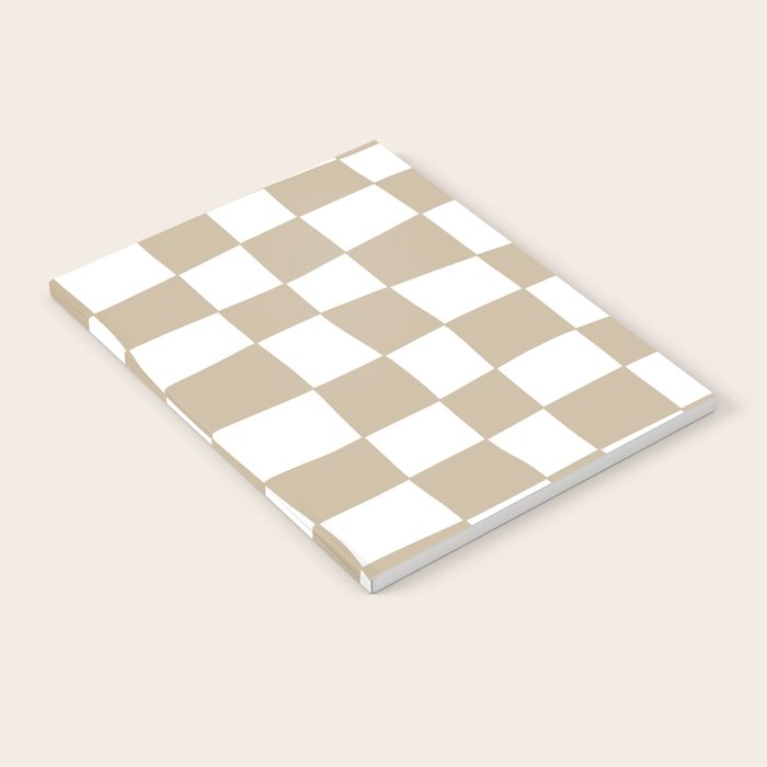 Hand Drawn Checkerboard Pattern (tan/white) Notebook Gallery Image 1
