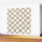 Hand Drawn Checkerboard Pattern (tan/white) Wall Mural Gallery Image 2