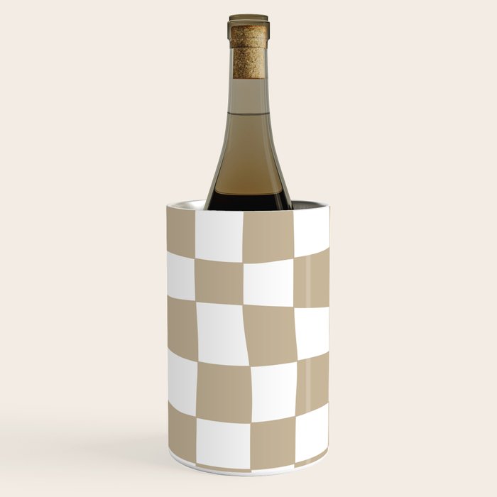 Hand Drawn Checkerboard Pattern (tan/white) Wine Chiller Gallery Image 3