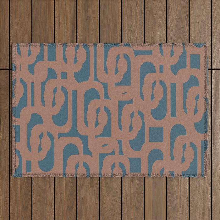 Mid Century Modern Loops Pattern 4 Inspired by PANTONE 17 1230 Color of the Year Mocha Mousse Outdoor Rug Gallery Image 1